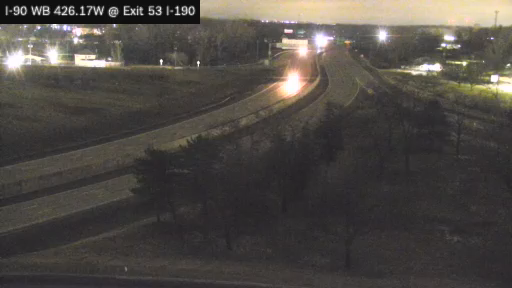 I-90 MP 426.17W WB at Interchange 53 (I-190 Junction) View 2 live webcam